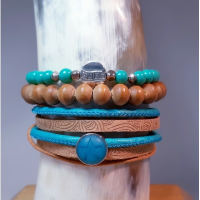 leren wikkelarmband turquoise bruin leren wikkelarmband turquoise bruin